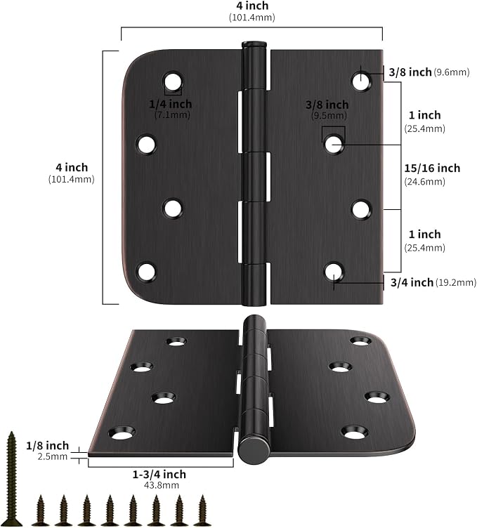 6 Pack goldenwarm 4in Oil Rubbed Bronze Door Hinges Interior Door Hinges 4 x 4 - Image 2
