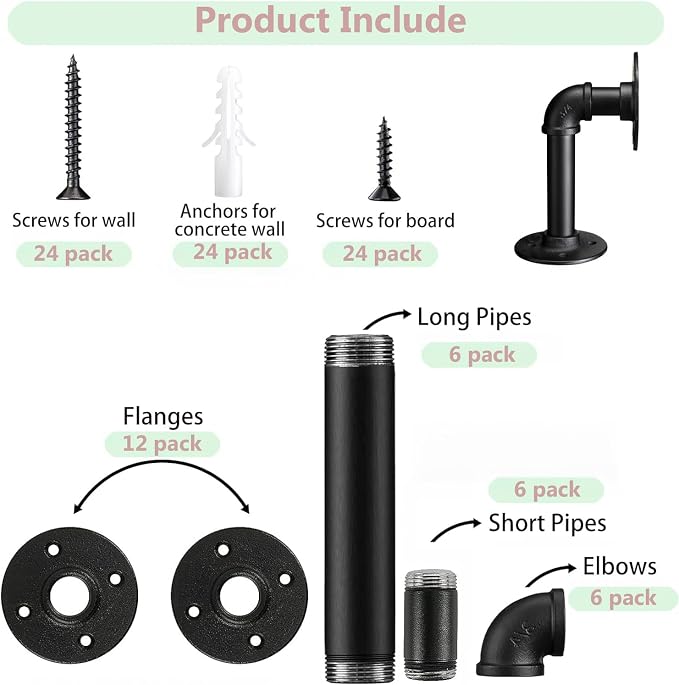 Industrial L Pipe Shelf Brackets - Image 7