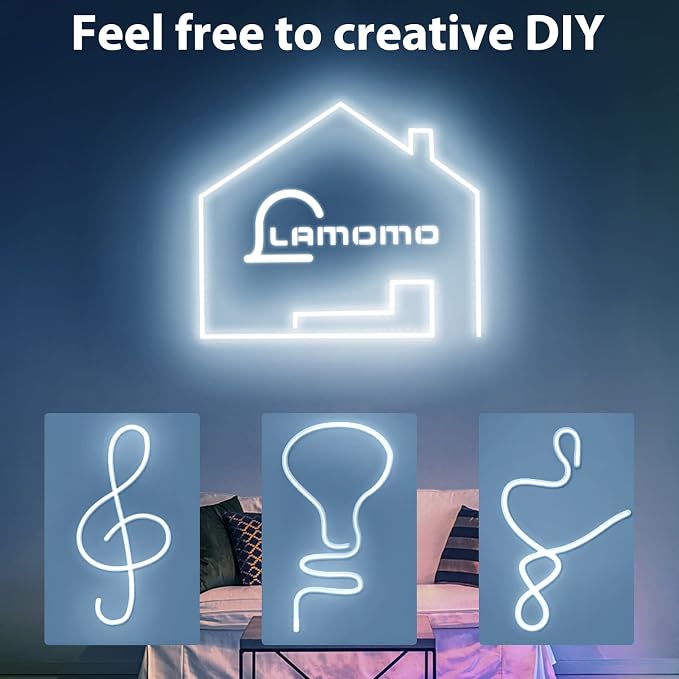 Lamomo White Led Strip Lights, 16.4ft/5m Neon Light Strip, 12V Flex Waterproof - Image 4