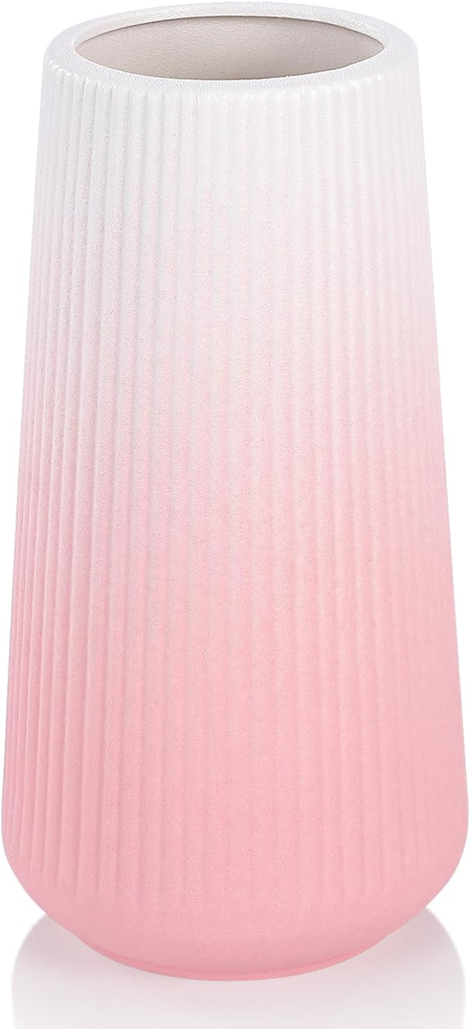Gradient Pink Ceramic Vase, GUKJOB Small Cute Flower Vase by GUKJOB