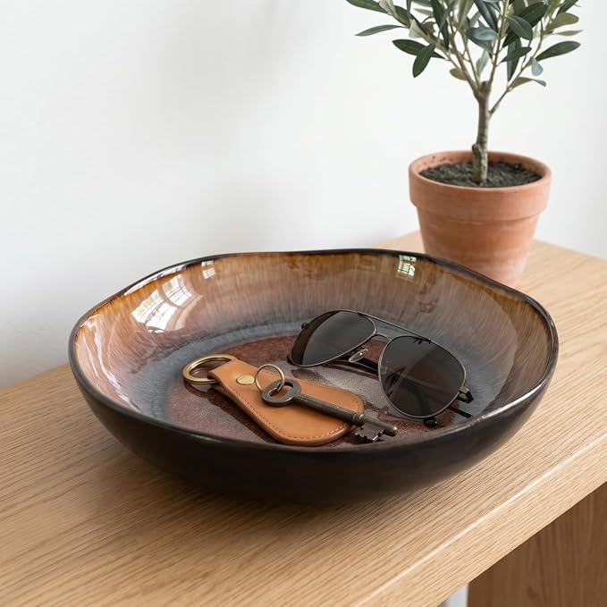 Decorative Bowls Large Ceramic Bowl fruit bowl，front entryway bowl | Irregular - Image 7