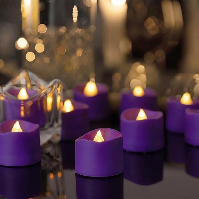 Homemory 50-Pack Purple Flameless Battery Tea Light Candles, 200+ Hours | by Homemory