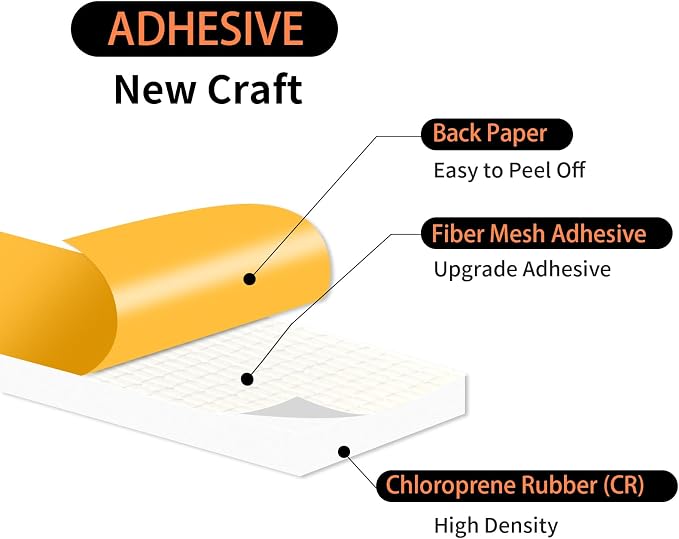 Weather Stripping Tape for Door, High Density CR, 1/2 in x 1/8 in x 52 Ft | - Image 2
