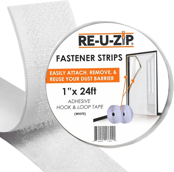 RE-U-ZIP® Hook & Loop Fastener Strips | 24 ft Adhesive Mounting Tape by RE-U-ZIP