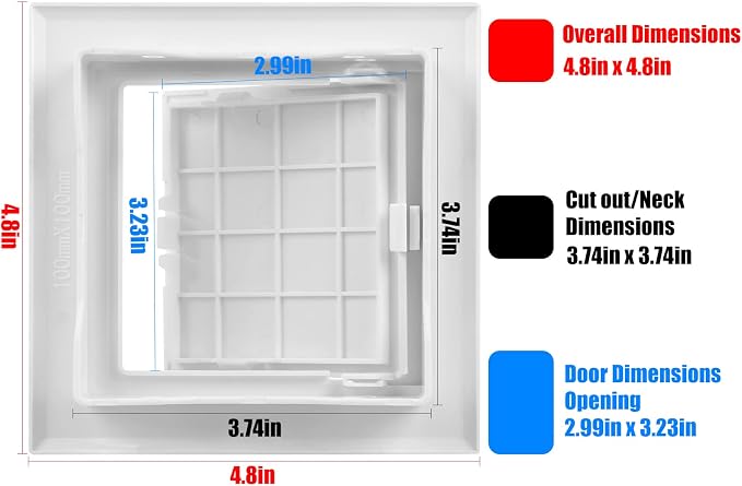 4x4 inch Plastic Access Panel for Drywall Ceiling Plumbing - Image 2