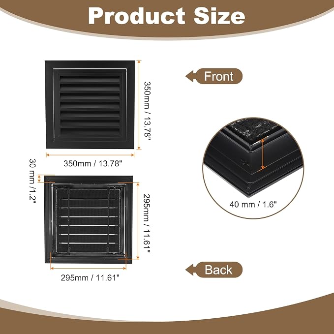 PATIKIL 12" x 12" Return Air Vent Cover, Aluminum Alloy Return Air Grille - Image 2