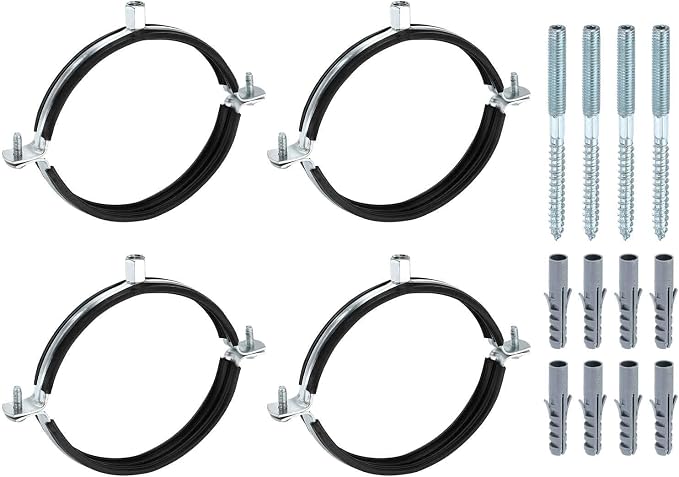 HARFINGTON 4 Set Split Ring Pipe Hanger 5-1/2" Galvanized Steel Sheet Wall by HARFINGTON