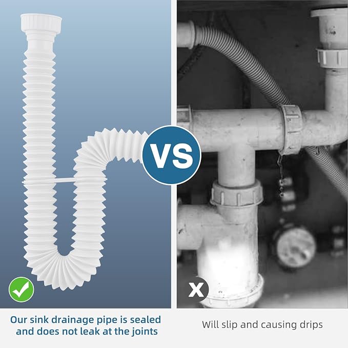 2-Pack Sink Drain Pipe, Flexible P-Trap Pipe - Image 8