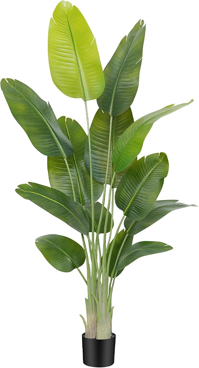 Lifelike Bird of Paradise Artificial Plant, 6ft Faux Banana Leaf Tree by Keeplush