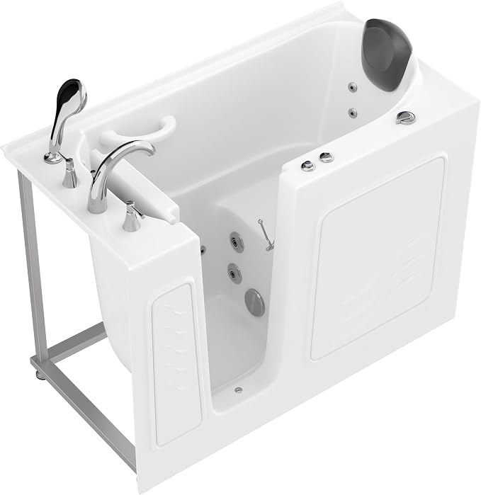ANZZI Walk In Tub, 26 X 53 In, Left Drain, 15 Whirlpool Jets, Inline | Slip - Image 8