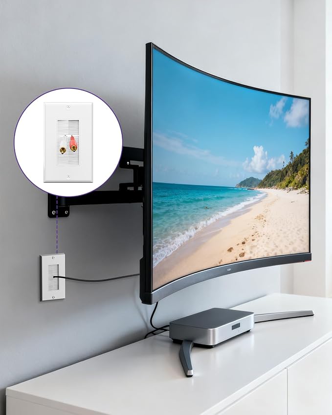 VCE Single Gang Brush Wall Plate Low Voltage Cable Pass Through White, 5PK | - Image 2
