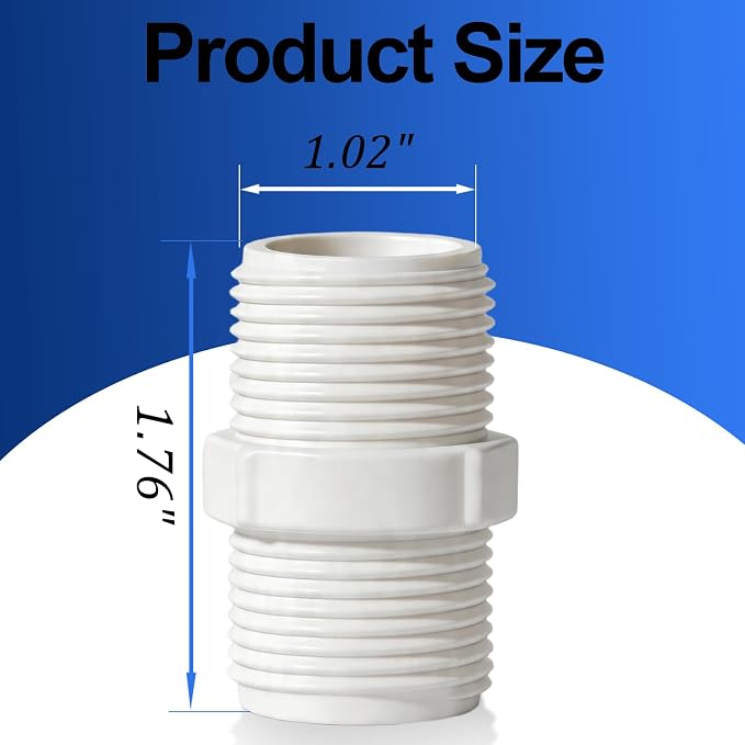 10PCS 3/4 Inch PVC Pipe Fitting Hex Nipple, 3/4 Male X 3/4 Male Thread Coupling - Image 6