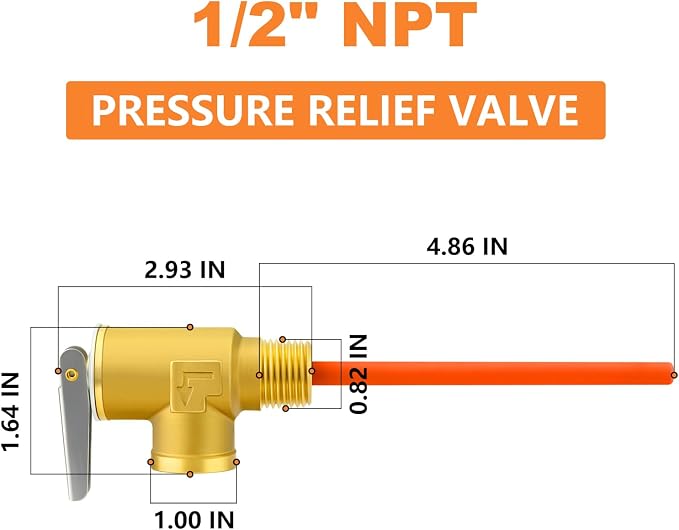 GASHER 1/2" NPT RV Water Heater Temperature & Pressure Relief Valve - Image 2