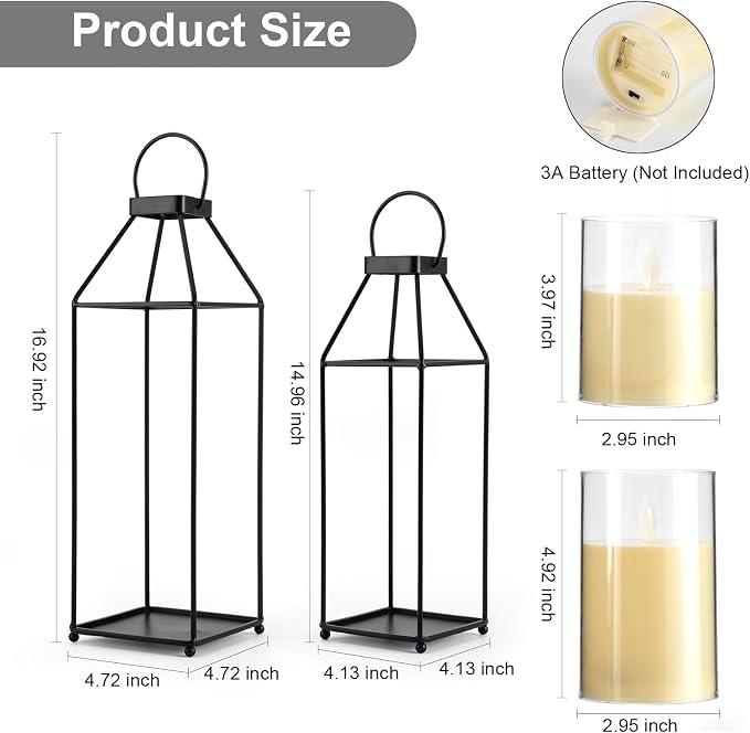 Lanterns Decorative Outdoor 2PCS Front Porch Decor Lantern - Image 6