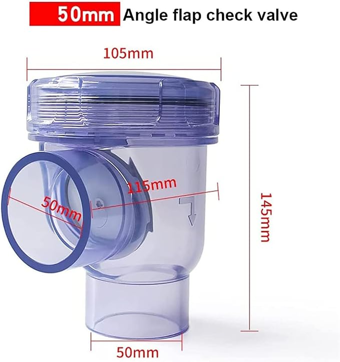 PVC Angle Flap Check Valve, ID 50mm Transparent Anti-backflow Check Valve - Image 3