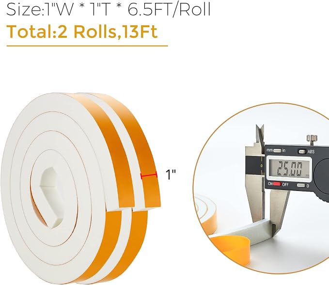 Ravinte Weather Stripping Door Seal, 1 x 1 Adhesive Foam Tape, 13 FT | - Image 3
