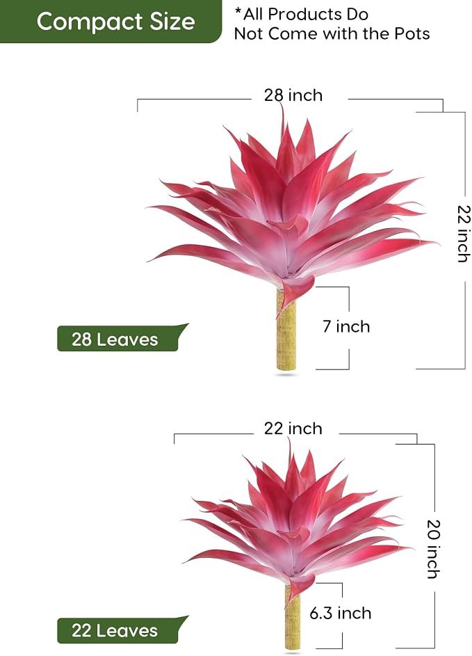 Velener Artificial Agave Plant Set, 28 Inch, Faux Aesthetic Plants - Image 2