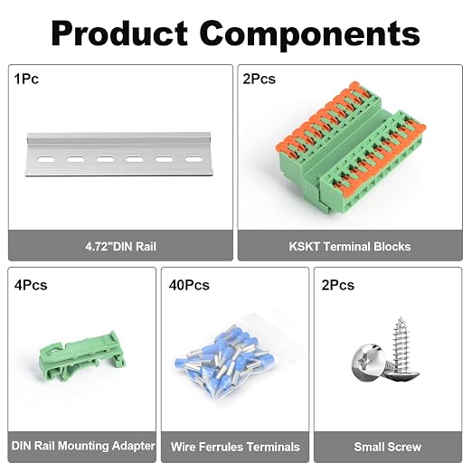 2Pcs DIN Rail Terminal Blocks, 10P Lever Wire Connectors, AWG 24-12 | 10P Lever - Image 4