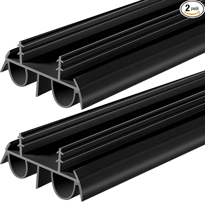2 Pcs 36" Black Double Bubble Kerf Door Sweep | 1-3/4" Wide Weatherstrip Seal by SelNatural