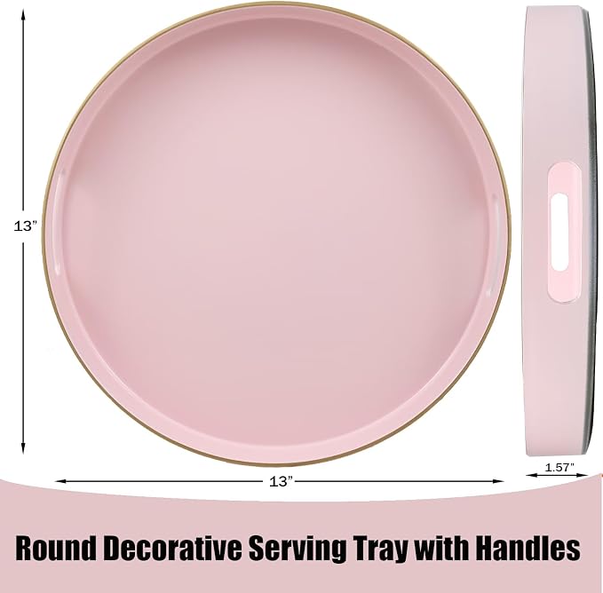 Pink Round Decorative Tray - Image 3