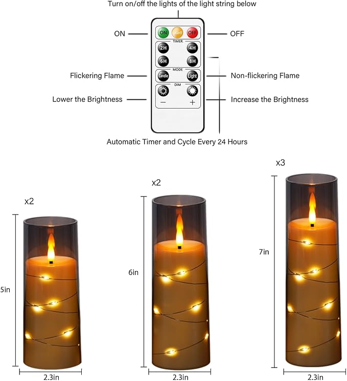 Flameless Candles, with Embedded Star String, Battery Operated Candles - Image 5