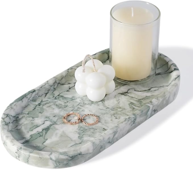 Marble Bathroom Tray for Countertop, Vanity Tray Stone Trays for Decor by Koville