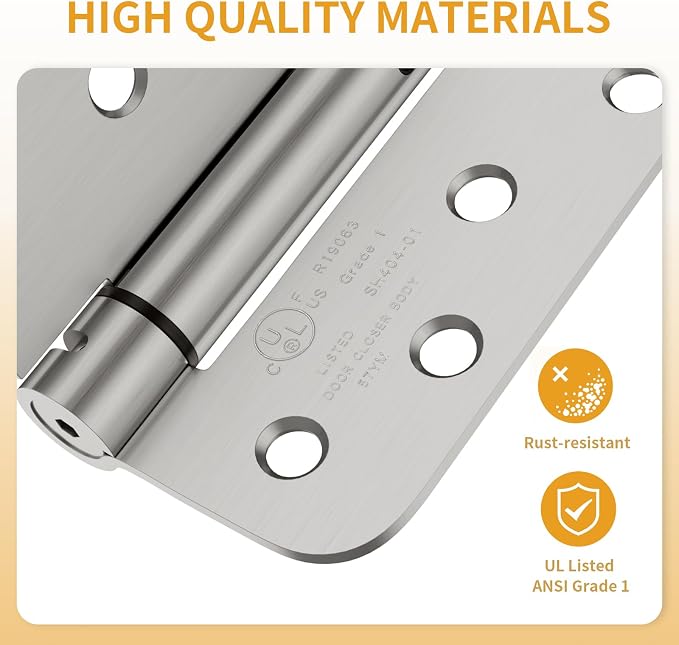 Luxbaro 4 Pack Self Closing Door Hinges, 4 Inch Spring Loaded - Image 3