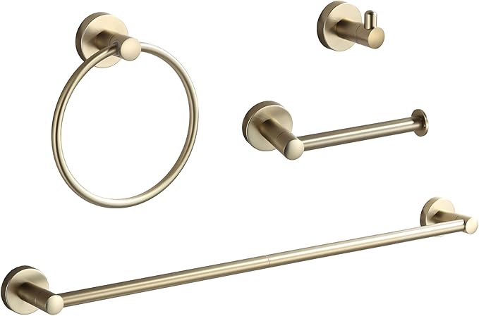BGL Bathroom Accessory Set Brushed Gold 4 Pieces Towel Rack Set by BGL