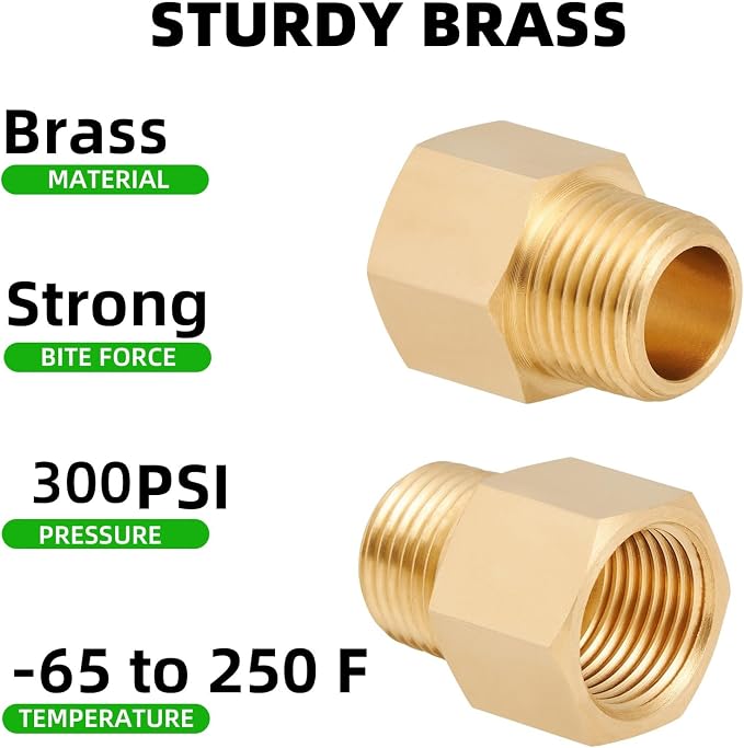 Brass Pipe Fitting, 3/8 Inch NPT Male to 3/8 Inch NPT Female Brass Pipe Hose - Image 4