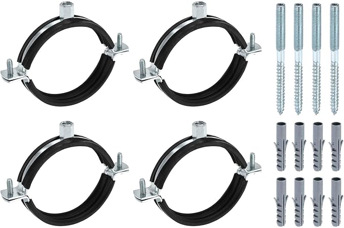 HARFINGTON 4 Set Split Ring Pipe Hanger 3-9/16" Galvanized Steel Sheet Wall by HARFINGTON