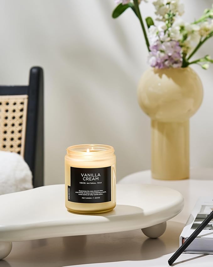 M&SENSE Vanilla Candles for Home, 7.05oz All Natural Organic Soy Wax | 50 Hours - Image 2