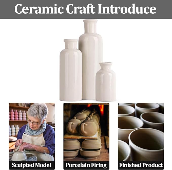 White Ceramic Vase Set - Image 3