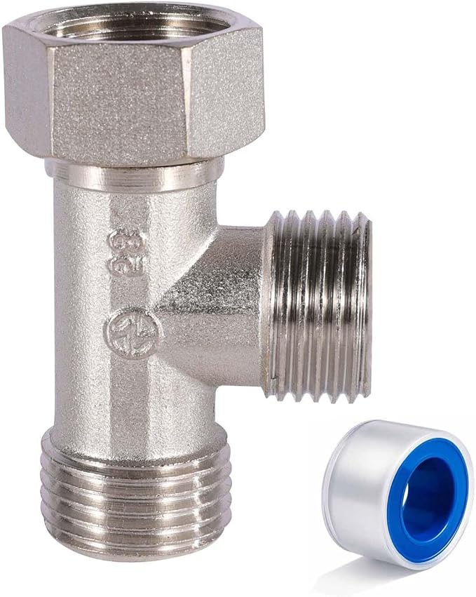 1/2" Chrome Brass Tee, Brass Chrome 3-Way Shower Diverter Valve | 1/2" Male x by XNTONG