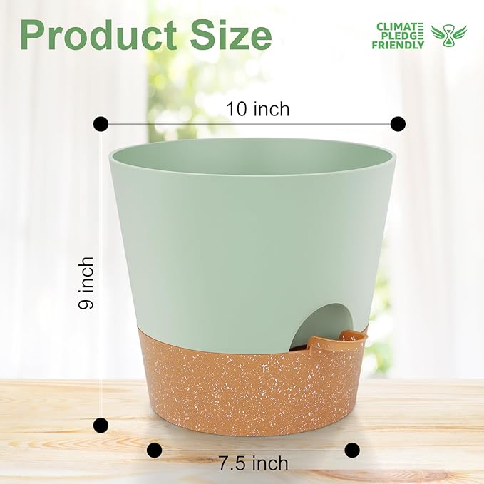YNNICO 10-Inch Plant Pots, Self-Watering Planters - Image 4