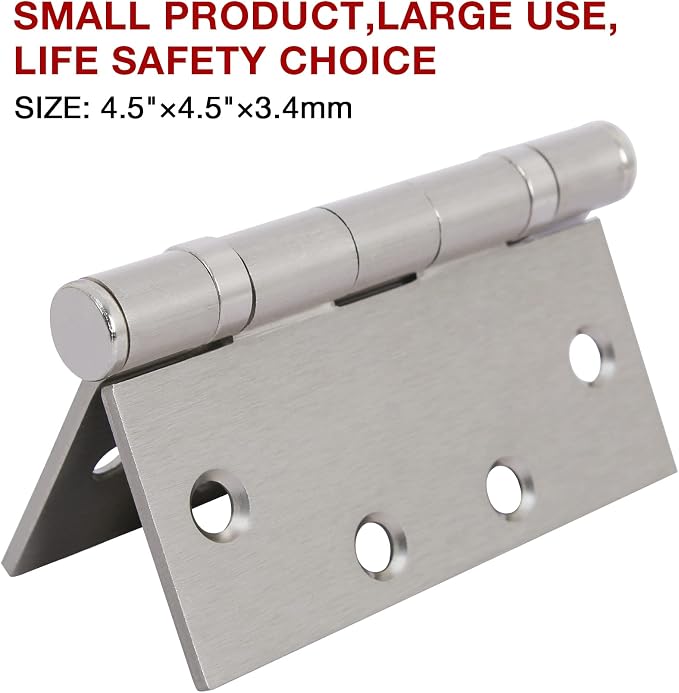 TDCHINGES Heavy Duty Door Hinges Brushed Nickel 4.5 Inch x 4 1/2" Square | 3 - Image 4
