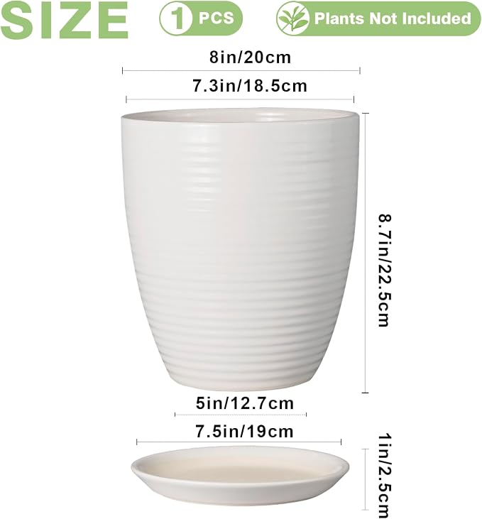 8 Inch Ceramic Planter Pot Round Plant Pot - Image 3