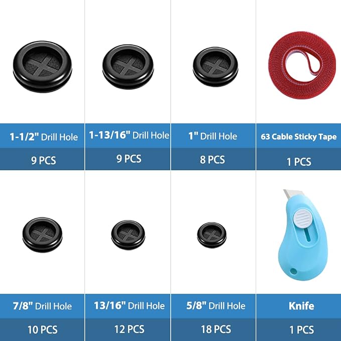 Vrupin 66Pcs Rubber Grommet Assorted Kit, Drill Hole Firewall Hole Plugs Wire - Image 6