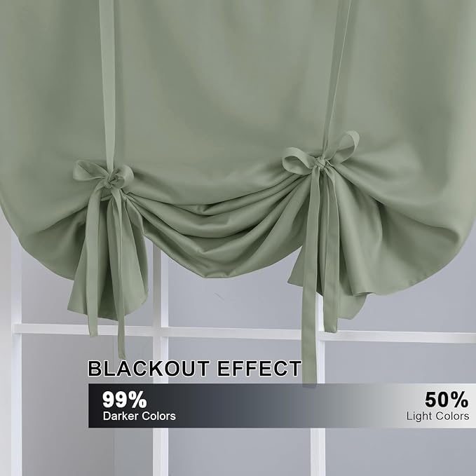 H.VERSAILTEX Blackout Tie Up Curtain 2 Panels Thermal Insulated Window Shade - Image 3