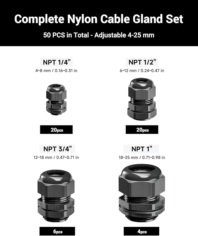 VCELINK Cable Gland Kit Nylon Waterproof - Image 2
