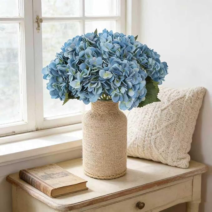 Kimura's Cabin 6pcs Hydrangea Artificial Flowers Silk Faux Hydrangeas, Wedding - Image 5