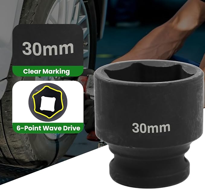 1/2" Drive 30mm Deep Impact Socket, 6 Point Chrome Molybdenum Steel Heavy Duty - Image 3
