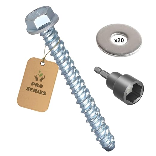 20PCS 1/4" x 2" Heavy Duty Concrete Screw Bolts Hex Head, Masonry Bolts by YOKUSOFastenersBuildSmarter