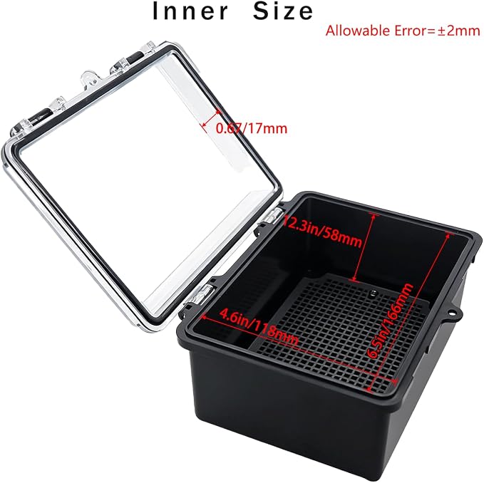Junction Box, Hinged Black Clear Cover IP67 Waterproof ABS Project Box - Image 3