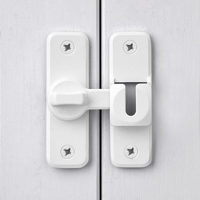 2 Pcs Matte White 90/180 Degree Flip Latch, Zinc Alloy Barn Door Latch | Right - Image 4