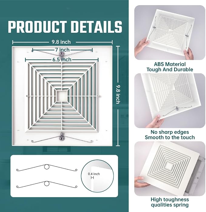 2 Pcs Bathroom Exhaust Fan Cover, 9.8" Grille Replacement Parts - Image 3