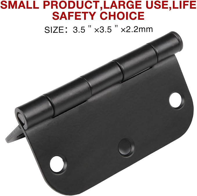 30 Pack Matte Black Interior Door Hinges Round 3.5" - Image 3