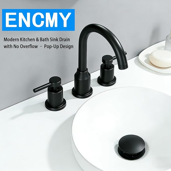 Bathroom Sink Drain Without Overflow- Matte Black Pop up Drain - Image 5