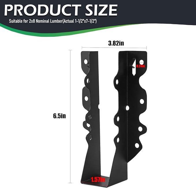 24PCS 2x8 Joist Hanger, Joist Bracket, Hurricane Ties - Image 3