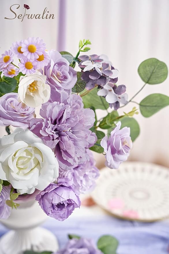 Serwalin Artificial Purple Flowers Silk Flowers - Image 6