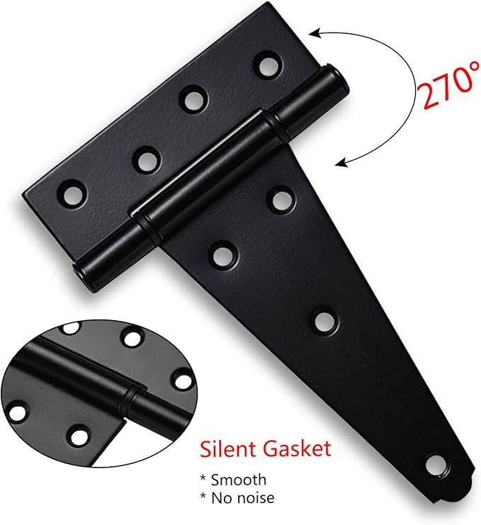 6 Inch T-Strap Heavy Duty Shed Door Hinges, Yard Door, Barn Door Gates - Image 5